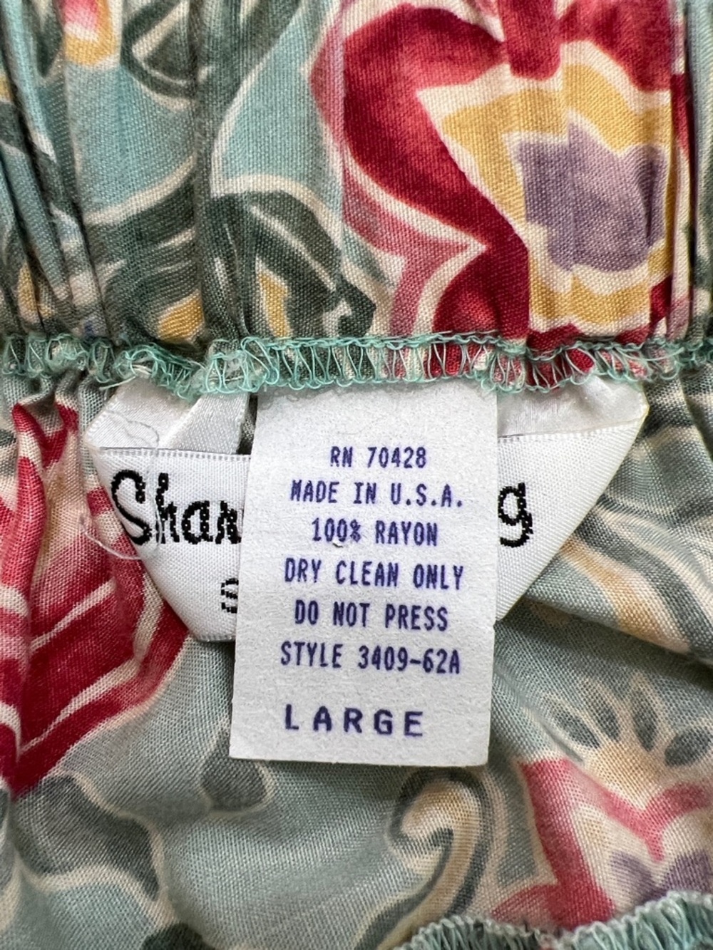 Vintage Sharon Young Floral Midi Skirt Rayon USA Elastic Waist - Picture 5 of 8
